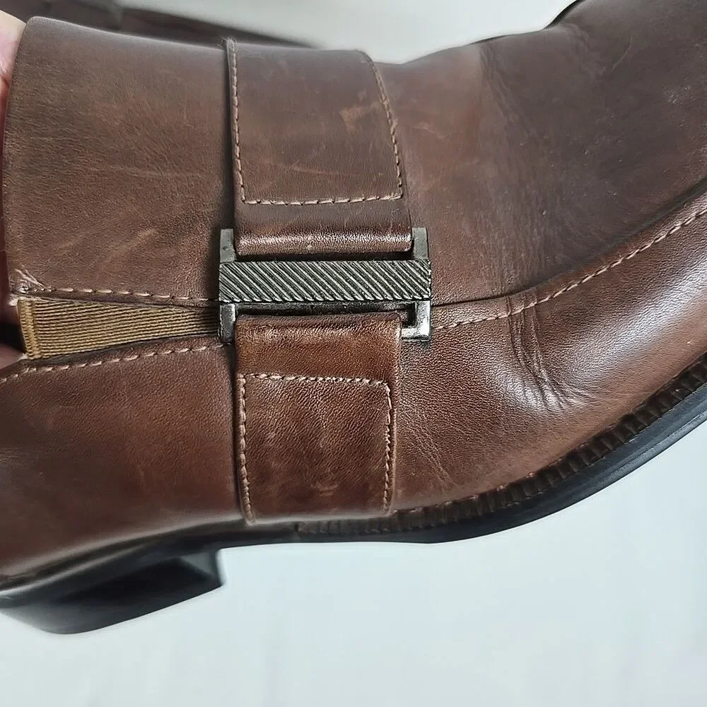 Fratelli Select Men's Warm Brown Leather Loafers Strap and Buckle Size 8.5 M
